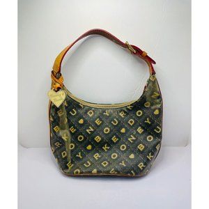 Dooney & Bourke Signature Brown Canvas Leather Bucket Satchel Bag Purse